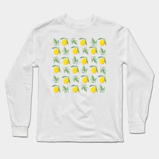 Lemon and green leaf Mediterranean vibe Long Sleeve T-Shirt